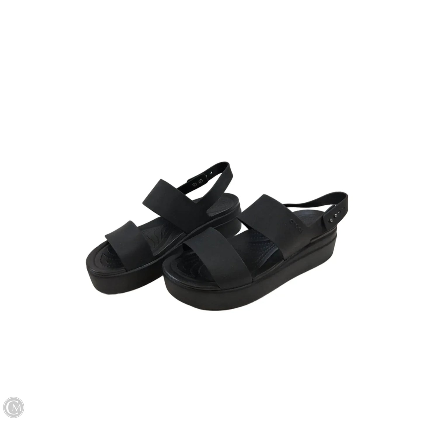 Sandals Heels Platform By Crocs In Black, Size: 10