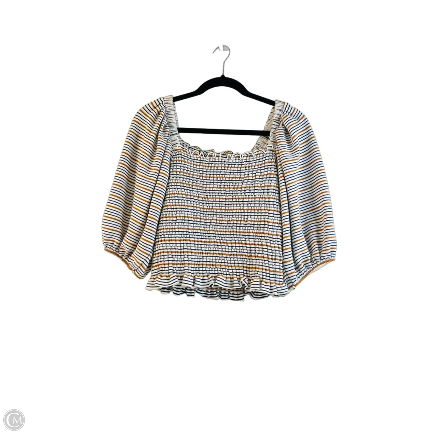 Top Short Sleeve By Loft In Striped Pattern, Size: M