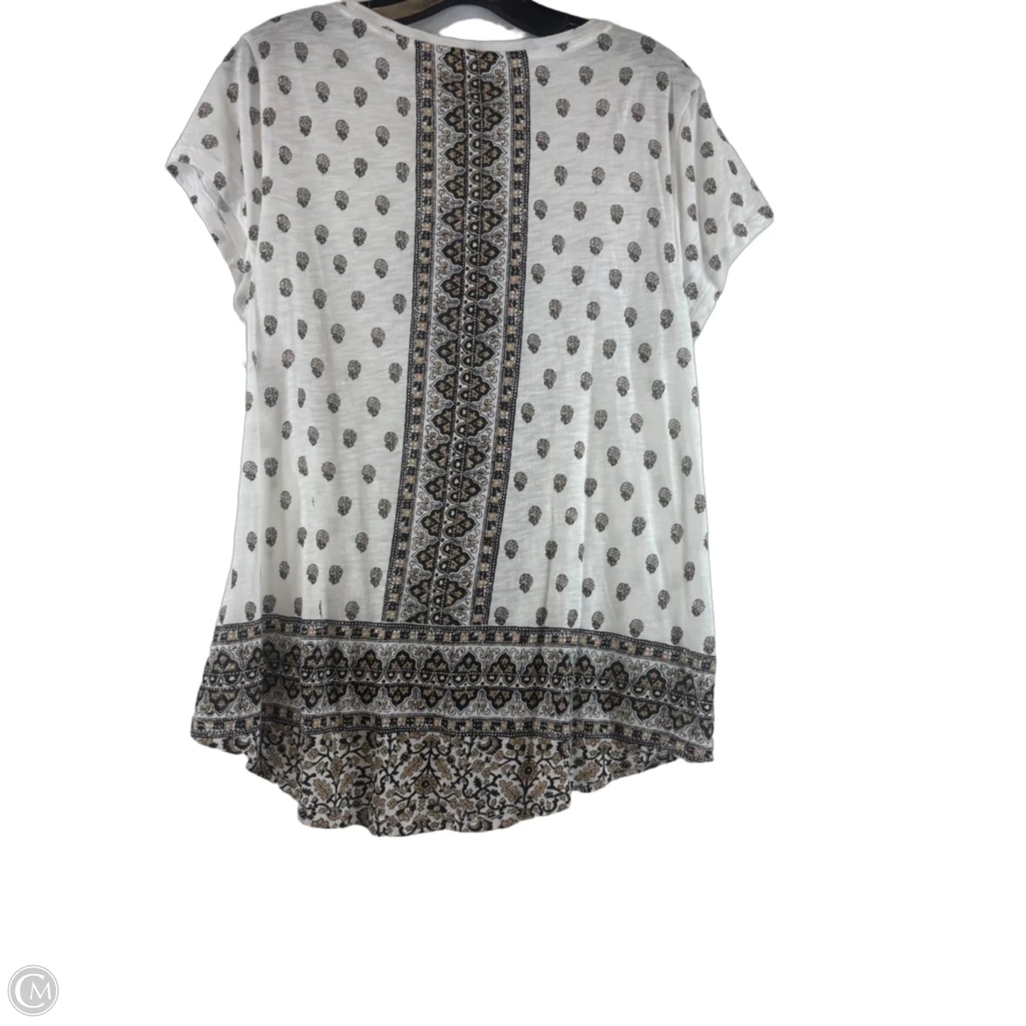 Top Short Sleeve Basic By Lucky & Blessed In Green & White, Size: L