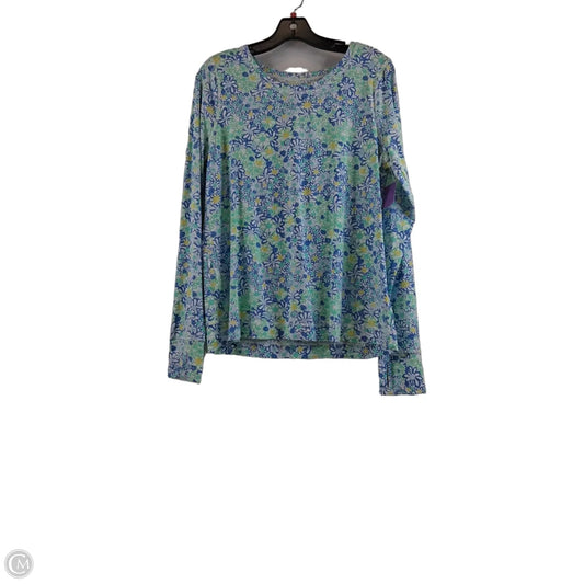 Top Long Sleeve Designer By Lilly Pulitzer In Blue & Green, Size: L