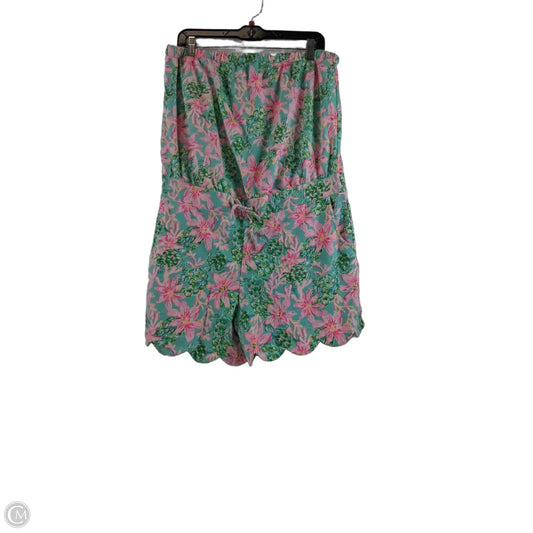 Romper Designer By Lilly Pulitzer In Green & Pink, Size: Xl