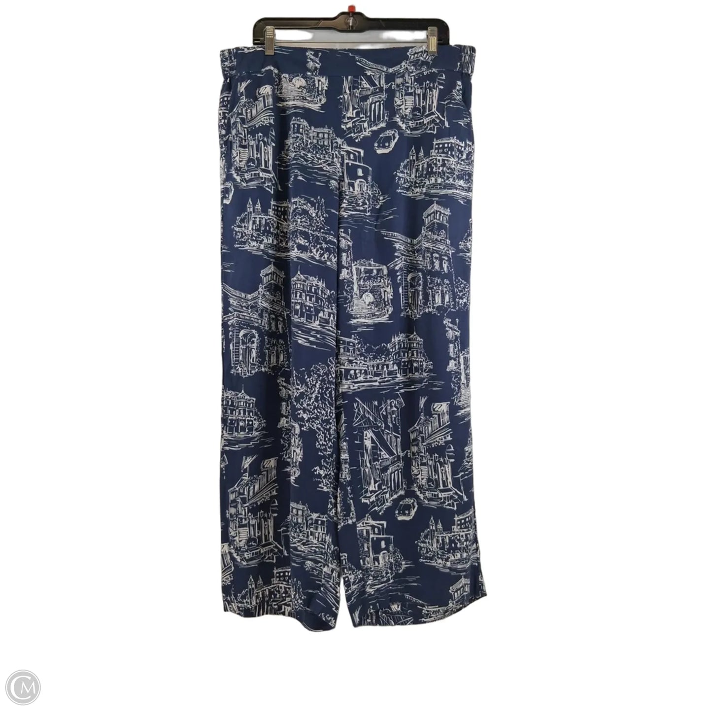 Pants Wide Leg By Talbots In Blue & White, Size: 14p