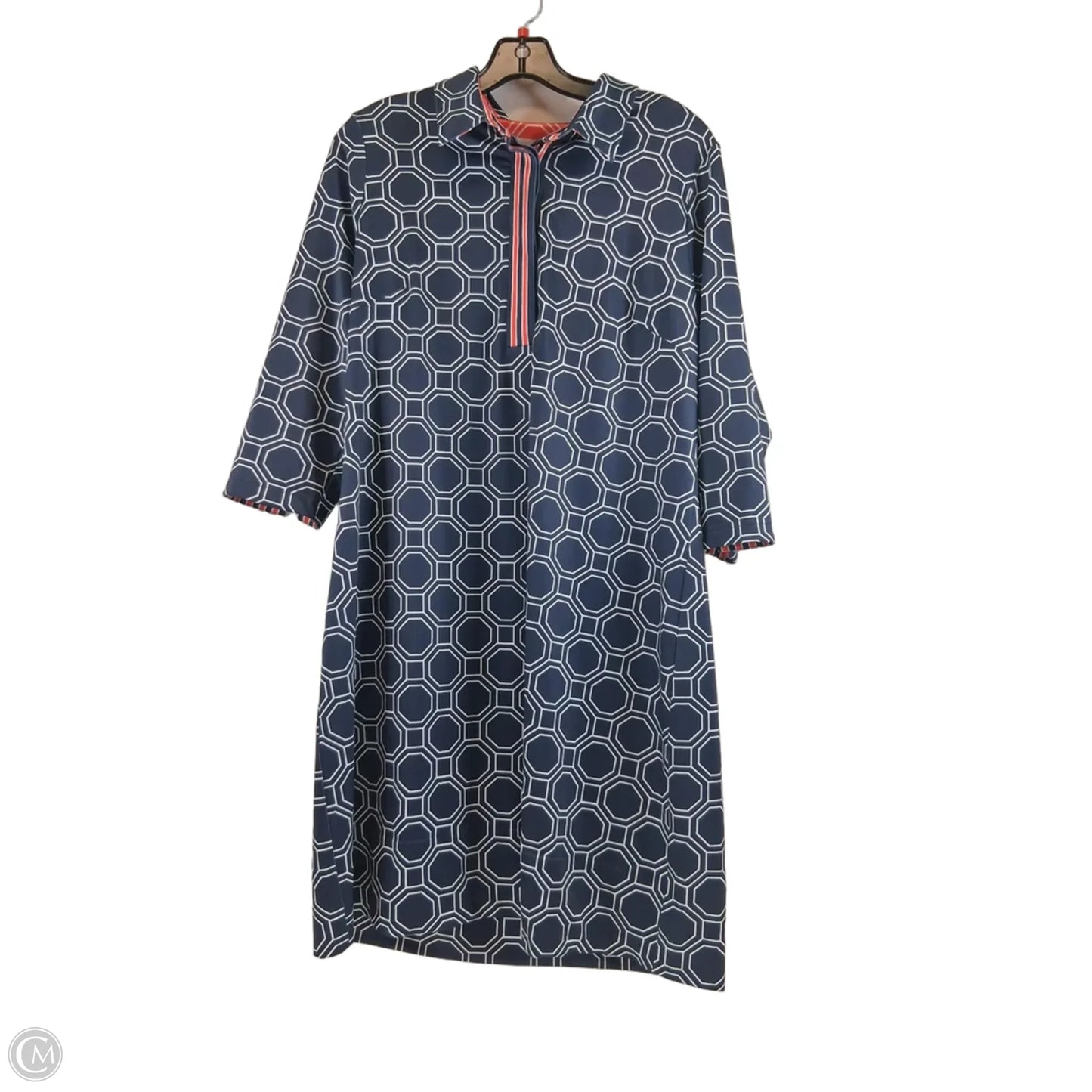 Dress Casual Midi By Gretchen Scott In Blue & White, Size: Xxl