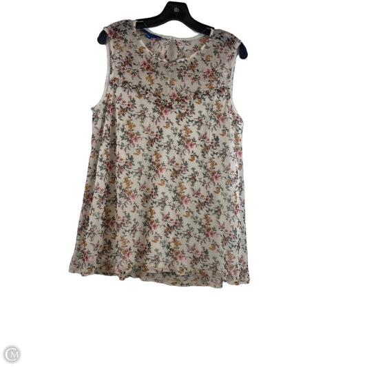 Top Sleeveless By Apt 9 In Floral Print, Size: L