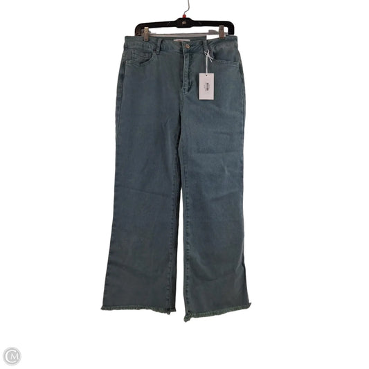 Jeans Flared By Zenana In Green Denim, Size: 12