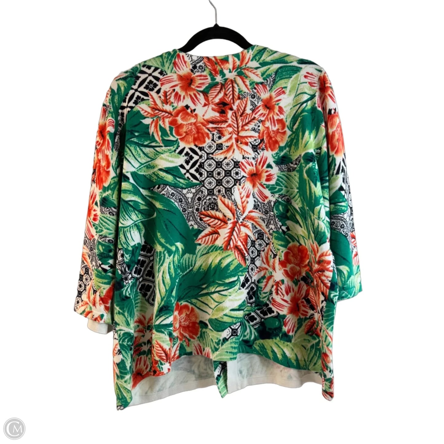 Cardigan By Cj Banks In Green & Orange, Size: Xl