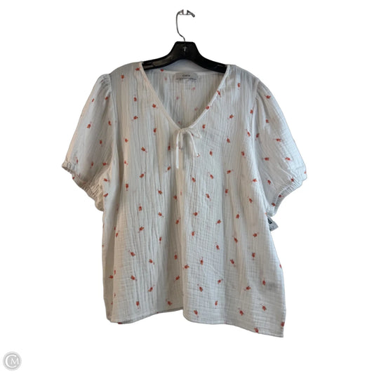 Top Short Sleeve By Cece In Orange & White, Size: Xl