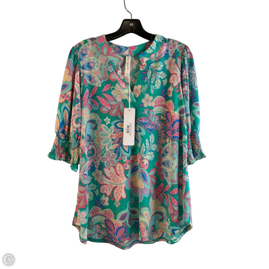 Top Short Sleeve By Dear Scarlett In Multi-colored, Size: S