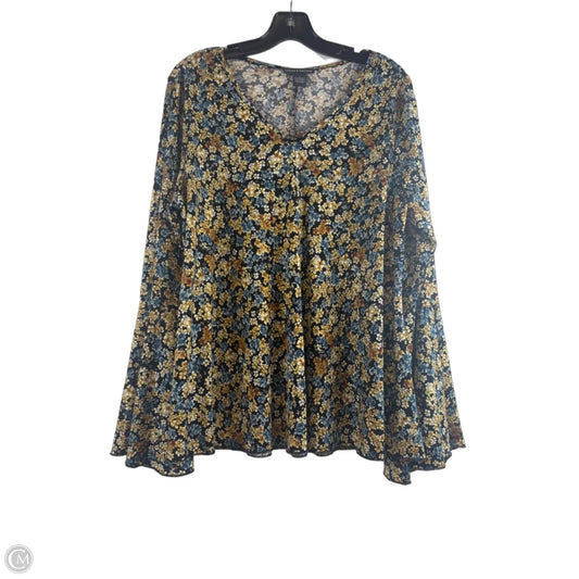 Top Long Sleeve By Chelsea And Theodore In Blue & Yellow, Size: L