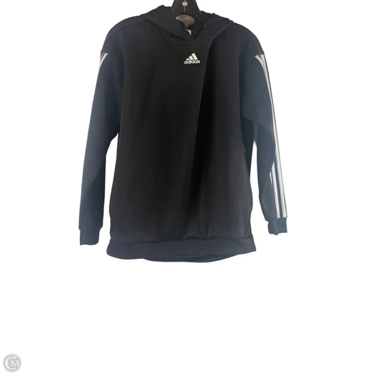 Athletic Sweatshirt Hoodie By Adidas In Black & White, Size: M