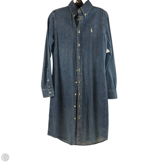 Dress Casual Midi By Ralph Lauren Blue Label In Blue Denim, Size: S